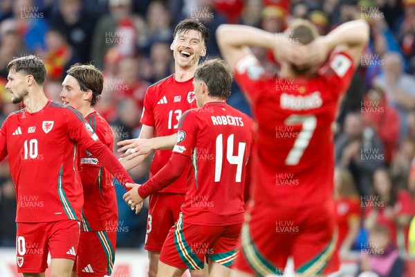 060625 - Wales v Liechtenstein - 2026 FIFA World Cup Qualifying - Kieffer Moore of Wales celebrates after scoring