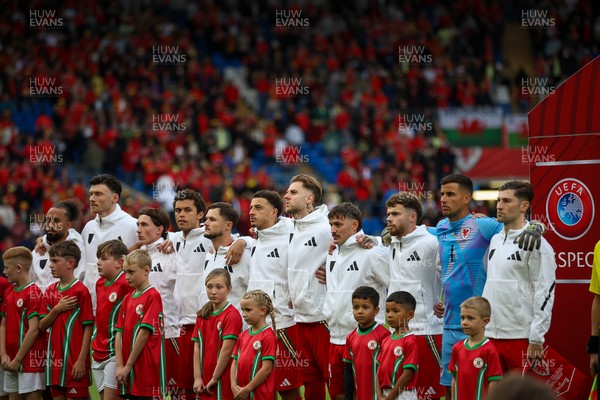 060625 - Wales v Liechtenstein - 2026 FIFA World Cup Qualifying - Wales players during National Anthem