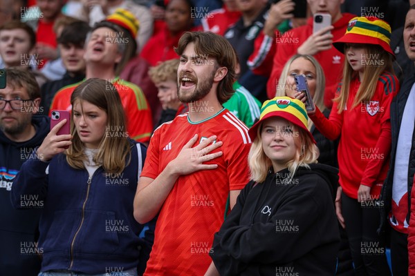 060625 - Wales v Liechtenstein - 2026 FIFA World Cup Qualifying - Wales fan during National Anthem