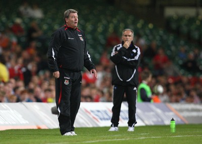 11.10.08 ... Wales v Liechtenstein, World Cup Qualifying Match Group 4, Millennium Stadium, Cardiff - Wales' manager John Toshack during the second half 