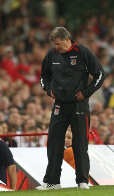 11.10.08 ... Wales v Liechtenstein, World Cup Qualifying Match Group 4, Millennium Stadium, Cardiff - Wales manager John Toshack 