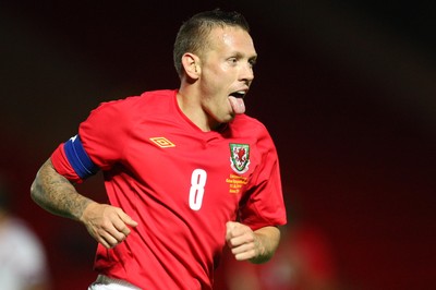 11.08.10 .. Wales v Luxembourg, .Friendly International, Llanelli -  Wales' Craig Bellemy celebrates after scoring Wales' fifth goal 