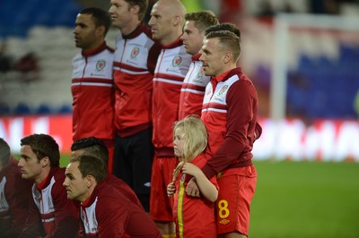 111013 - Wales v Macedonia - FIFA 2014 World Cup Qualifier - Craig Bellamy with his daughter Lexie ahead of his last home game for Wales