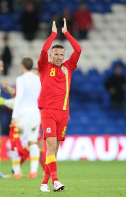 11013 - Wales v Macedonia, World Cup 2014 Qualifying - Wales' Craig Bellamy applauds the crowd at the end of his final home match for Wales(c) Huw Evans Picture Agency, Cardiff
