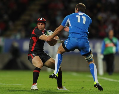 26.09.11 - Wales v Namibia - Rugby World Cup 2011 - Leigh Halfpenny of Wales takes on Danie Dames of Namibia. 