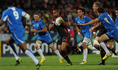 26.09.11 - Wales v Namibia - Rugby World Cup 2011 - Aled Brew of Wales runs in to score try. 