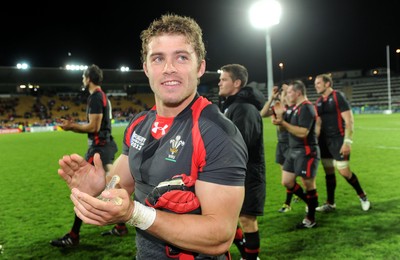 26.09.11 - Wales v Namibia - Rugby World Cup 2011 - Leigh Halfpenny of Wales celebrates at the end of the game. 