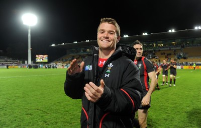 26.09.11 - Wales v Namibia - Rugby World Cup 2011 - Tavis Knoyle of Wales celebrates at the end of the game. 