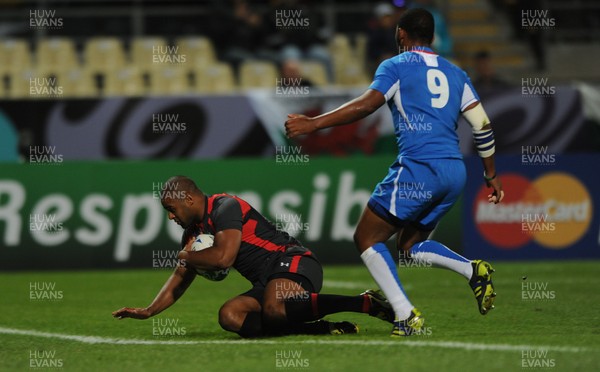 26.09.11 - Wales v Namibia - Rugby World Cup 2011 - Aled Brew of Wales runs in to score try. 