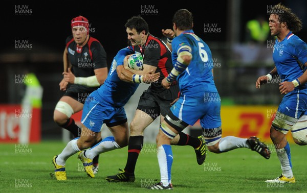 26.09.11 - Wales v Namibia - Rugby World Cup 2011 - Stephen Jones of Wales tries to get through. 