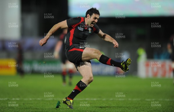 26.09.11 - Wales v Namibia - Rugby World Cup 2011 - Stephen Jones of Wales kicks at goal. 