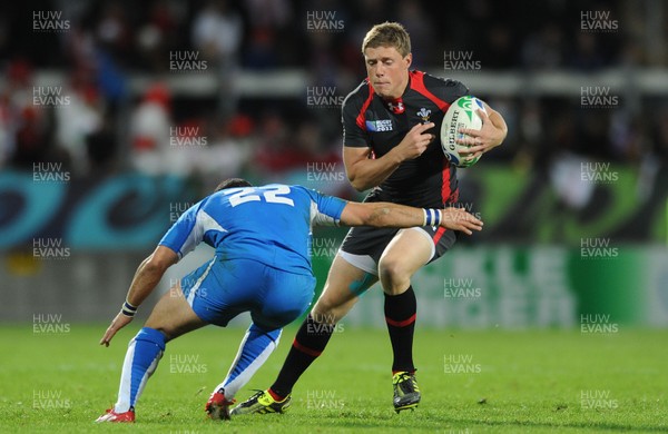 26.09.11 - Wales v Namibia - Rugby World Cup 2011 - Rhys Priestland of Wales takes on David Philander of Namibia. 