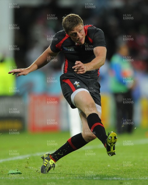 26.09.11 - Wales v Namibia - Rugby World Cup 2011 - Rhys Priestland of Wales kicks at goal. 