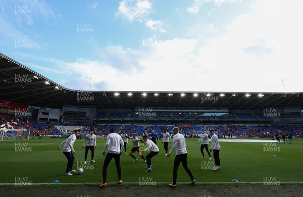 080622 - Wales v Netherlands, UEFA Nations League - Netherlands players warm up ahead of the match