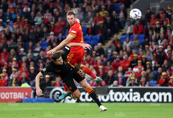 080622 - Wales v Netherlands, UEFA Nations League - Rhys Norrington-Davies of Wales headers the ball in to score a goal