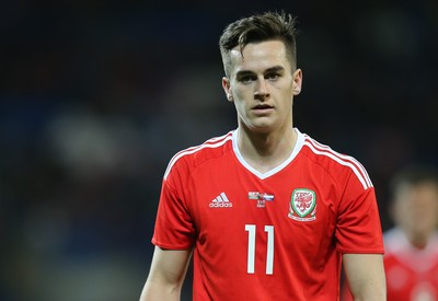 131115 - Wales v Netherlands, Vauxhall International Friendly - Tom Lawrence of Wales