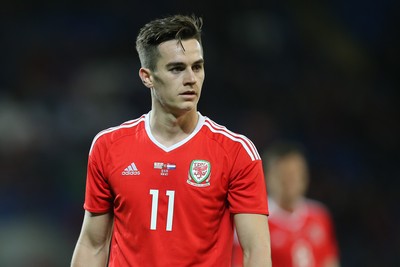 131115 - Wales v Netherlands, Vauxhall International Friendly - Tom Lawrence of Wales