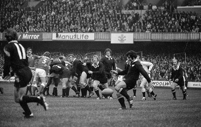 021272 - Wales v New Zealand - All Blacks Joe Karam kicks through