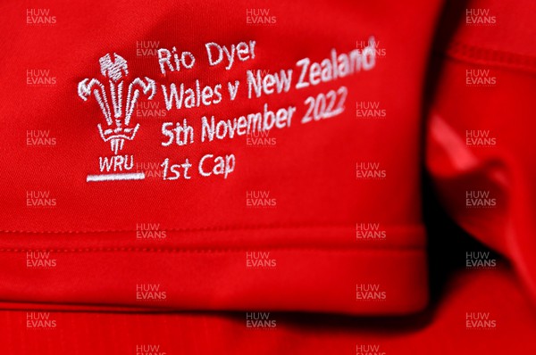 051122 - Wales v New Zealand - Autumn Nations Series - Rio Dyer of Wales jersey in the dressing room