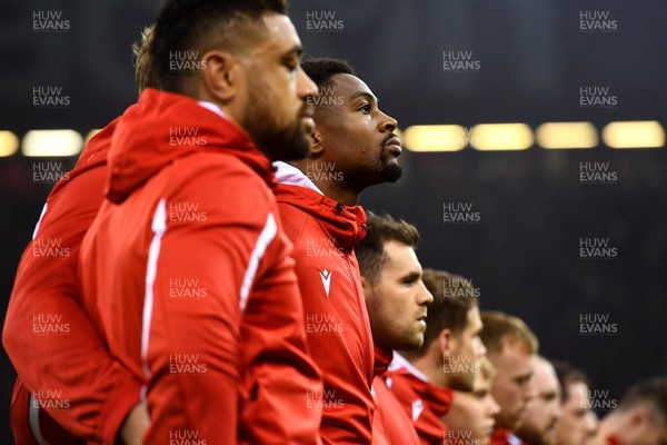051122 - Wales v New Zealand - Autumn Nations Series - Christ Tshiunza during the anthems
