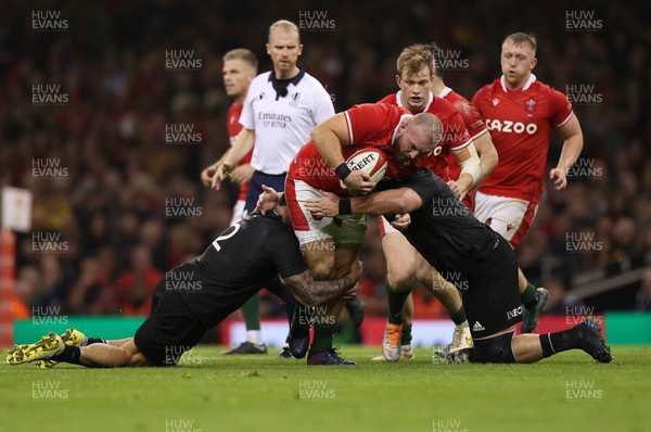 051122 - Wales v New Zealand - Autumn International Series - Dillon Lewis of Wales is tackled by Codie Taylor of New Zealand