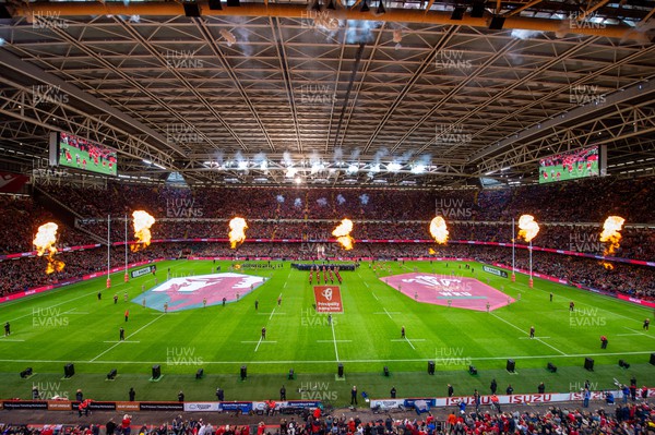 051122 - Wales v New Zealand - Autumn Nations Series - A general view of Principality Stadium with pyrotechnics before the match