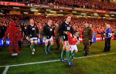 07.11.09 - Wales v New Zealand - Invesco Perpetual Series 2009 - Wales captain Ryan Jones leads out his team with mascot Jack Egan. 