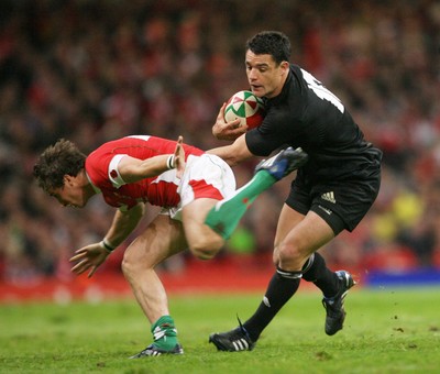07.11.09  Wales v New Zealand... Dan Carter goes around Wales Martin Roberts. 