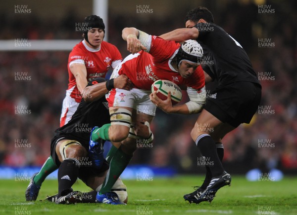 07.11.09 - Wales v New Zealand - Invesco Perpetual Series 2009 - Ryan Jones of Wales takes on Dan Carter of New Zealand. 