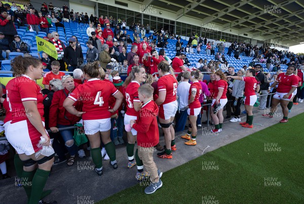 161022 - Wales v New Zealand, Women’s Rugby World Cup 2021, Pool A - Wales players meet up with family, friends and supporters at the end of the match