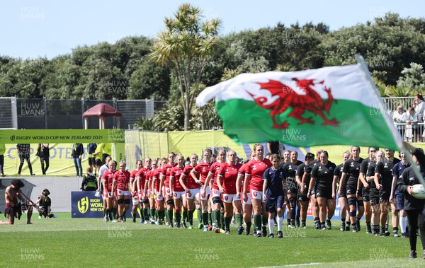 161022 - Wales v New Zealand, Women’s Rugby World Cup 2021, Pool A - Siwan Lillicrap of Wales leads the Wales team out at the start of the match