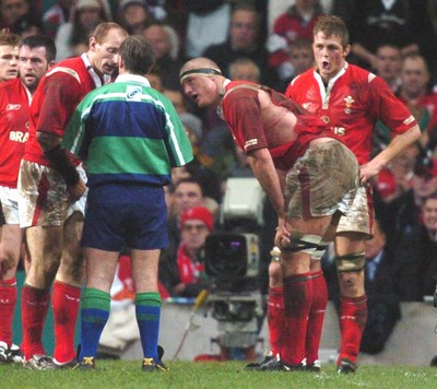 20-11-04. Wales v New Zealand   Wales' Brent Cockbain bearing the battle scars through a rakes shirt.  