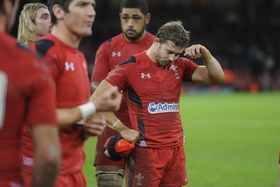 221114 - Wales v New Zealand All Blacks - Dove Men Care -Leigh Halfpenny of Wales looks dejected at the end of the game