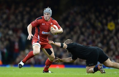 221114 - Wales v New Zealand All Blacks - Dove Men Care -Jonathan Davies of Wales is tackled by Owen Franks of New Zealand