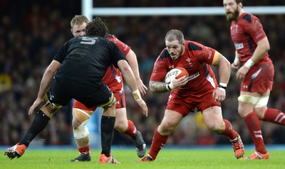 221114 - Wales v New Zealand All Blacks - Dove Men Care -Paul James of Wales takes on Sam Whitelock of New Zealand