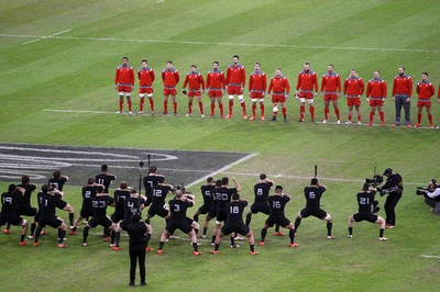 221114 - Wales v New Zealand - Dove Men Series 2014 - The Wales team face the haka