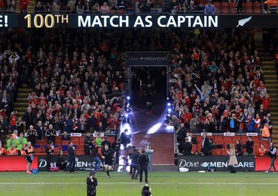 221114 - Wales v New Zealand - Dove Men+Care Series - Richie McCaw of New Zealand runs out on his 100th appearance as captain