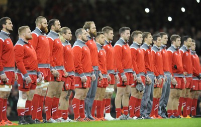 221114 - Wales v New Zealand -The Wales team face the Haka