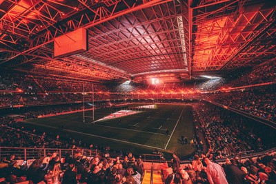 221125 - Wales v New Zealand - Quilter Nations Series - General view of the Stadium light show ahead of the game 