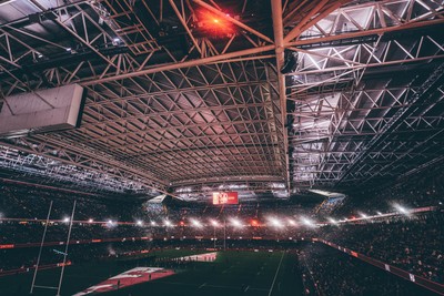 221125 - Wales v New Zealand - Quilter Nations Series - General view of the Stadium light show ahead of the game 