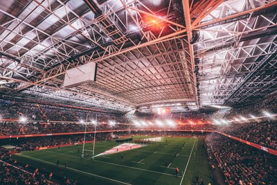 221125 - Wales v New Zealand - Quilter Nations Series - General view of the Stadium light show ahead of the game 