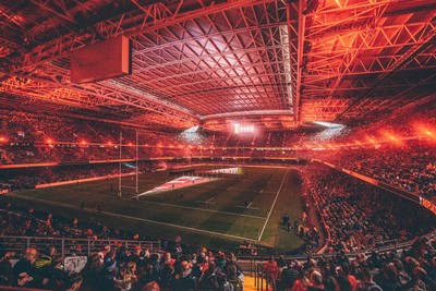 221125 - Wales v New Zealand - Quilter Nations Series - General view of the Stadium light show ahead of the game 