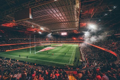 221125 - Wales v New Zealand - Quilter Nations Series - General view of the Stadium light show ahead of the game 