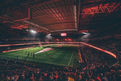 221125 - Wales v New Zealand - Quilter Nations Series - General view of the Stadium light show ahead of the game 