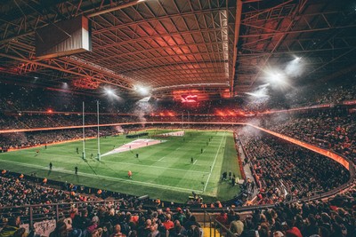 221125 - Wales v New Zealand - Quilter Nations Series - General view of the Stadium light show ahead of the game 