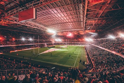 221125 - Wales v New Zealand - Quilter Nations Series - General view of the Stadium light show ahead of the game 