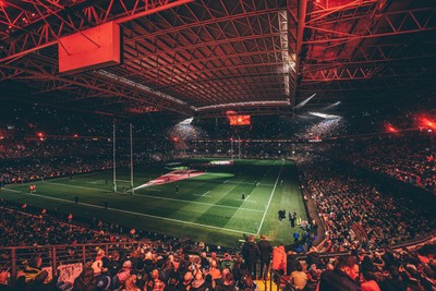 221125 - Wales v New Zealand - Quilter Nations Series - General view of the Stadium light show ahead of the game 