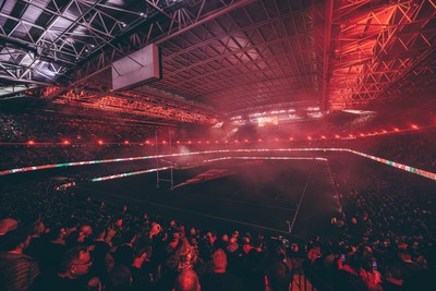 221125 - Wales v New Zealand - Quilter Nations Series - General view of the Stadium light show ahead of the game 