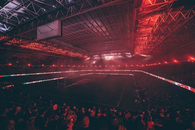 221125 - Wales v New Zealand - Quilter Nations Series - General view of the Stadium light show ahead of the game 