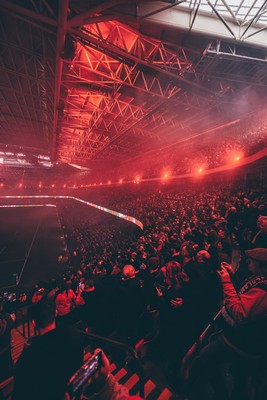 221125 - Wales v New Zealand - Quilter Nations Series - General view of the Stadium light show ahead of the game 